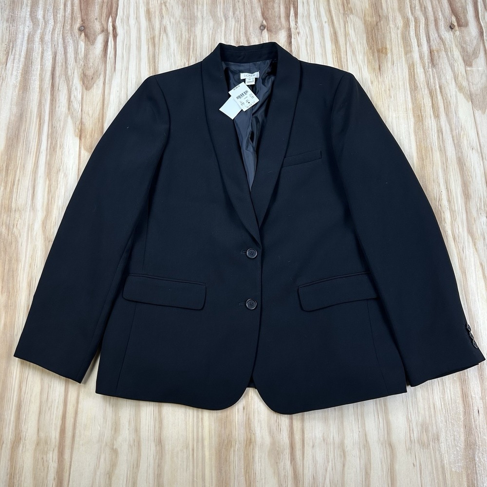 J.Crew Women's NEW Two Button Blazer Black Size 14 B9367 $148 Retail Classic